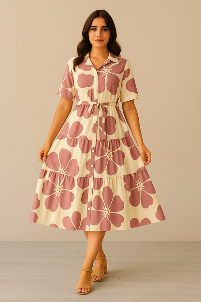 Best Seller Floral One Piece Dress for Women | Midi Flared Western Dress