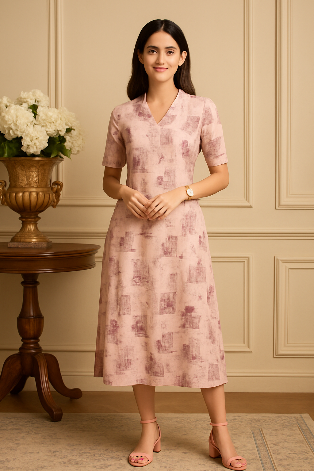 Elegant Floral Printed Pink Straight Kurti for Women