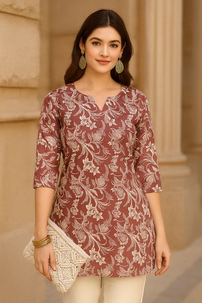 DSK STUDIO Floral Print Short Kurti & Tunic For Women