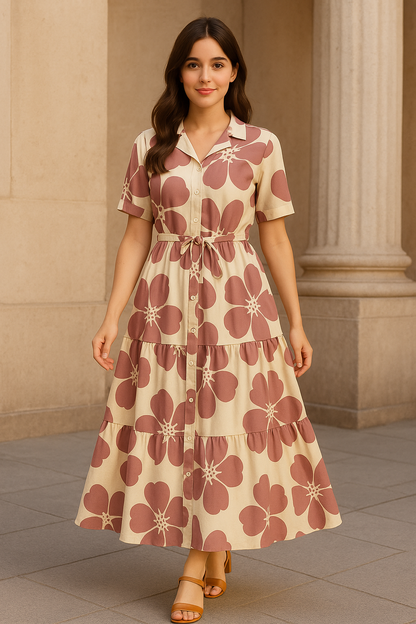 Best Seller Floral One Piece Dress for Women | Midi Flared Western Dress