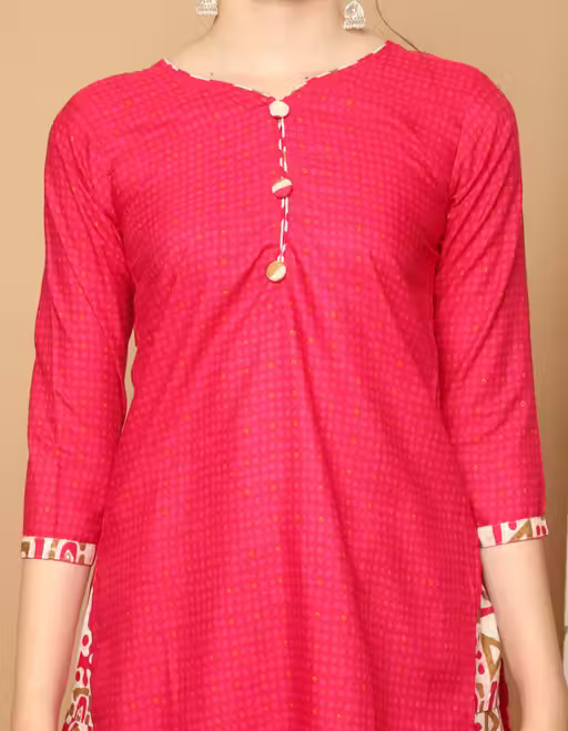 Shree Vinayak Fashions Pink Cotton Blend Printed Ready to Wear Patiala Salwar Suit