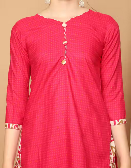 Shree Vinayak Fashions Pink Cotton Blend Printed Ready to Wear Patiala Salwar Suit