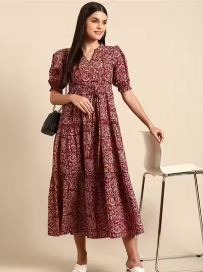 Ankel lenth ajrkha print anarkali Dress for women