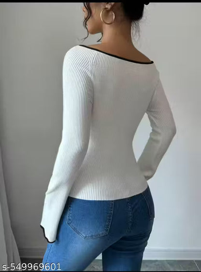 crop top raglan bell sleeve(white)